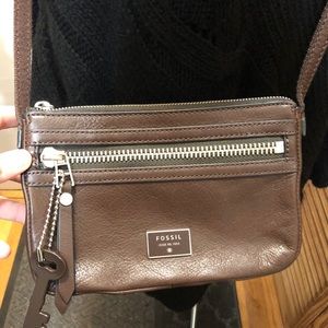 Brown Fossil Cross-body Leather Bag